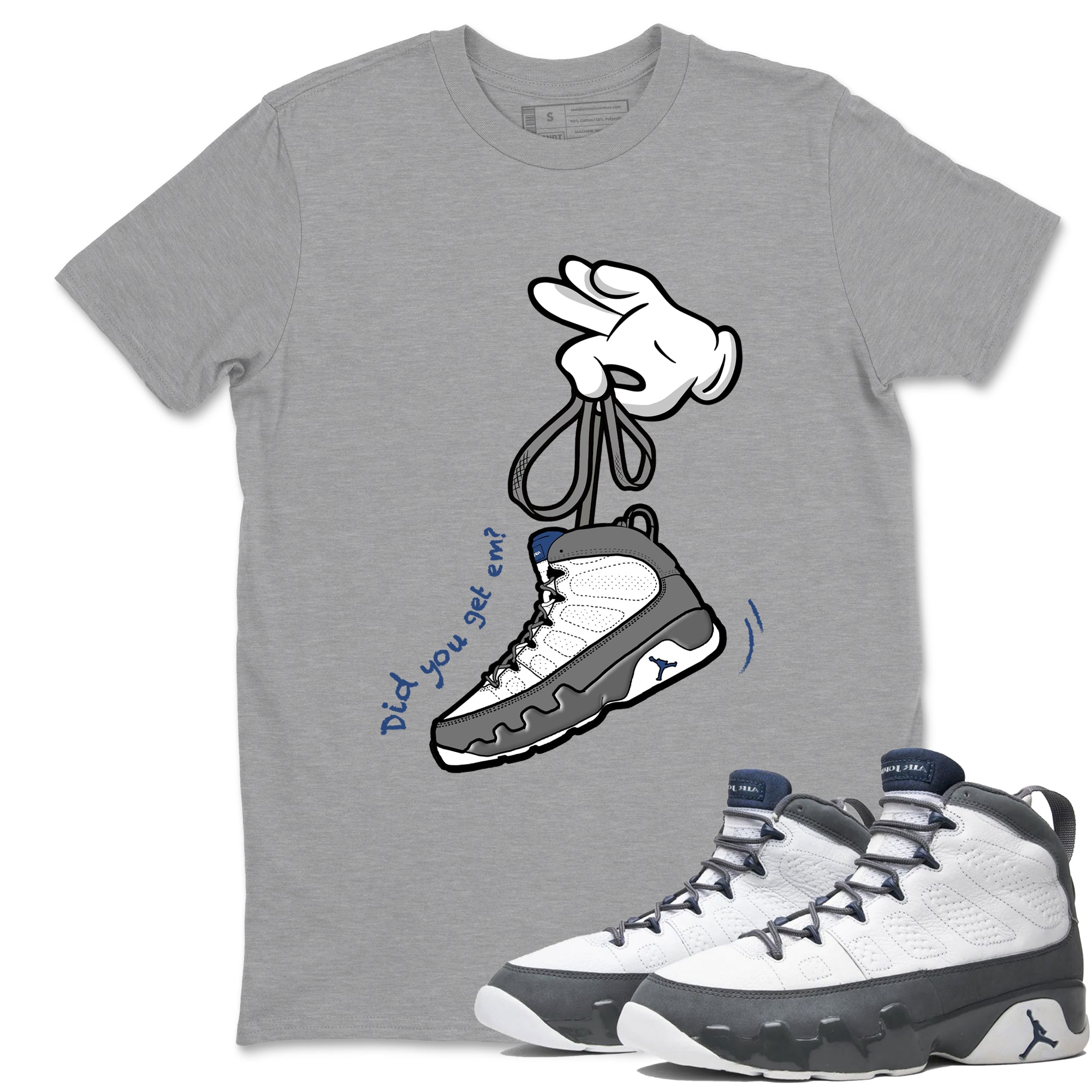 Sneaker match tees – Sneaker Tees To Match Air Jordan 9 Flint Grey Shoes – Cartoon Hands Tee Heather Grey 1