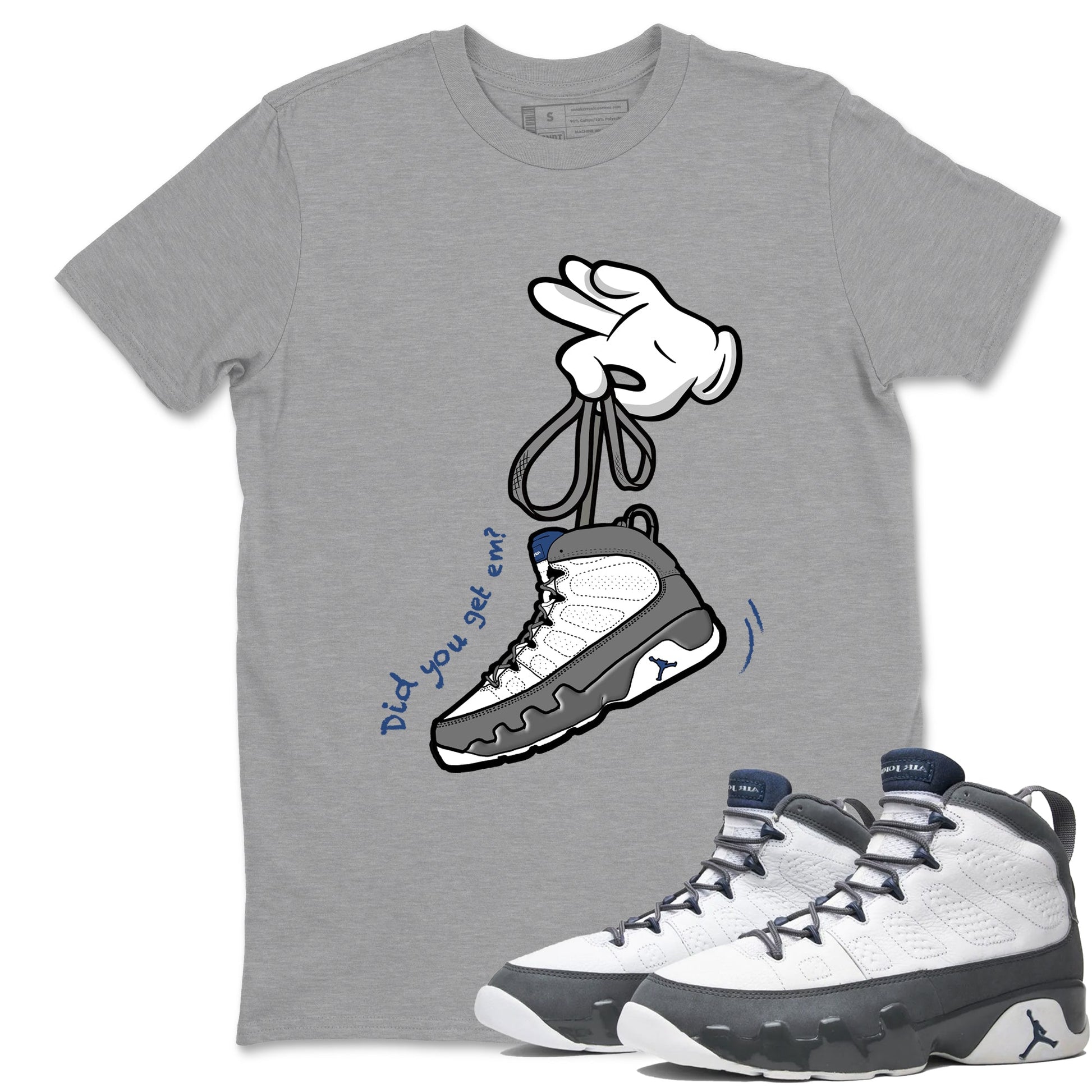 Sneaker match tees – Sneaker Tees To Match Air Jordan 9 Flint Grey Shoes – Cartoon Hands Tee Heather Grey 1
