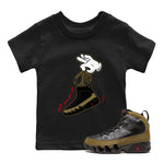 9s Olive shirts to match jordans Cartoon Hands sneaker match tees Air Jordan 9 Olive match shoes to clothes SNRT Sneaker Tees Youth Baby Black 1 tee
