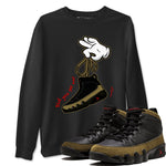 9s Olive shirts to match jordans Cartoon Hands sneaker match tees Air Jordan 9 Olive match shoes to clothes SNRT Sneaker Tees unisex cotton Black 1 shirts