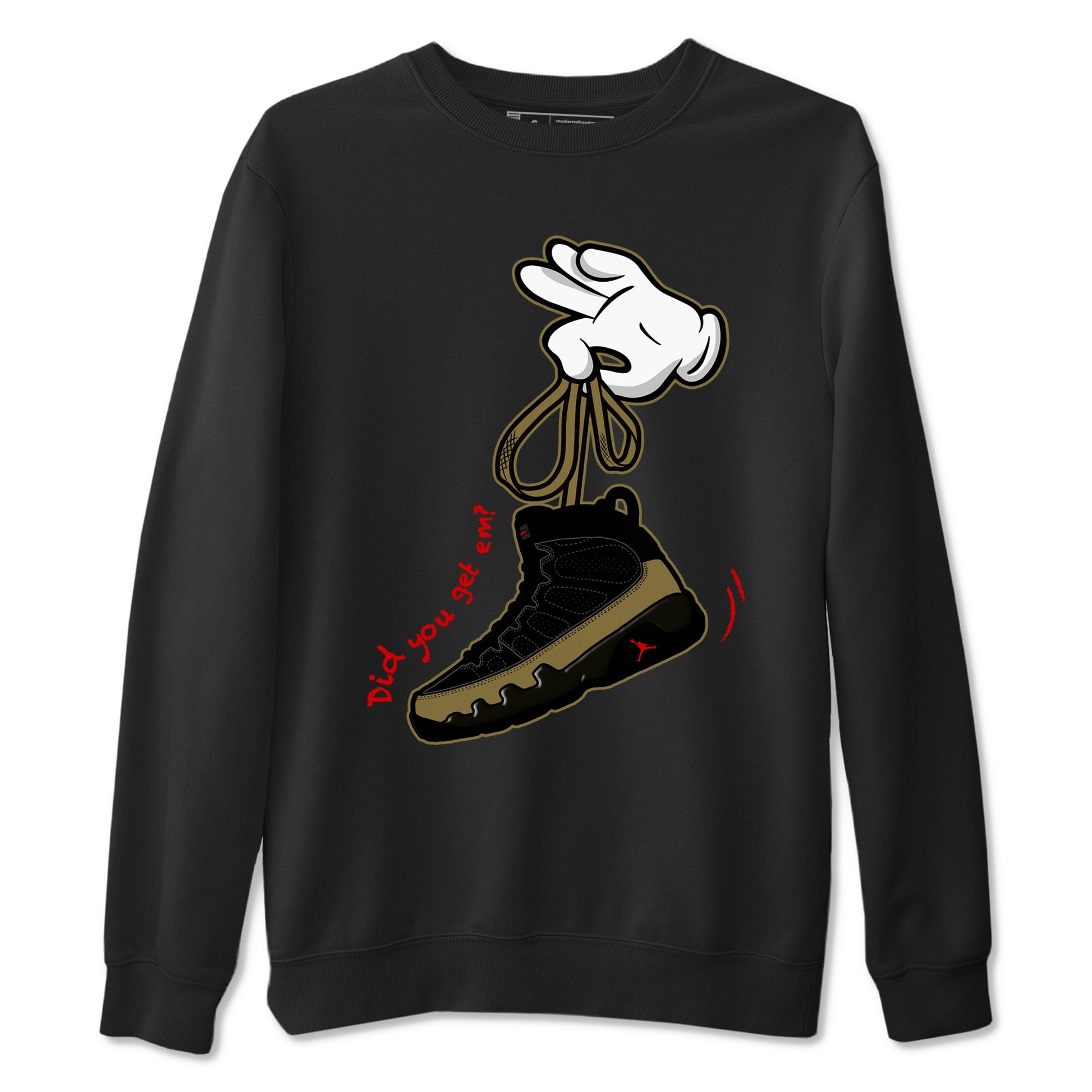 9s Olive shirts to match jordans Cartoon Hands sneaker match tees Air Jordan 9 Olive match shoes to clothes SNRT Sneaker Tees unisex cotton Black 2 shirts