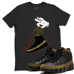 9s Olive shirts to match jordans Cartoon Hands sneaker match tees Air Jordan 9 Olive match shoes to clothes SNRT Sneaker Tees unisex cotton Black 1 shirts