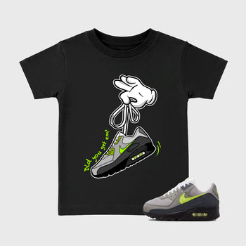 Sneaker match tees – Sneaker Tees To Match Air Max 90 Neon Yellow Shoes – Cartoon Hands Kids T-Shirt Black 1