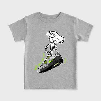 Sneaker match tees – Sneaker Tees To Match Air Max 90 Neon Yellow Shoes – Cartoon Hands Kids T-Shirt Heather Grey 2