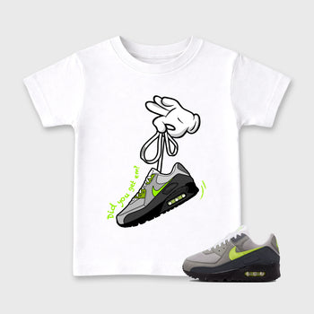Sneaker match tees – Sneaker Tees To Match Air Max 90 Neon Yellow Shoes – Cartoon Hands Kids T-Shirt White 1