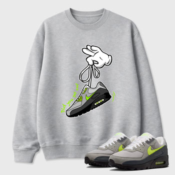 Sneaker match tees – Sneaker Tees To Match Air Max 90 Neon Yellow Shoes – Cartoon Hands Tee Heather Grey 1