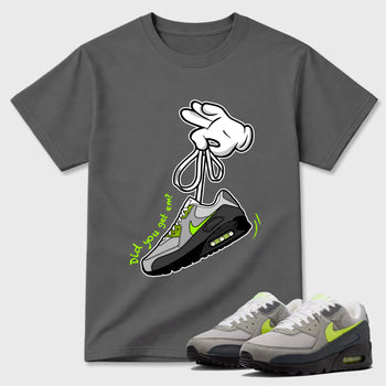 Sneaker match tees – Sneaker Tees To Match Air Max 90 Neon Yellow Shoes – Cartoon Hands Tee Cool Grey 1