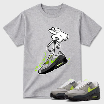 Sneaker match tees – Sneaker Tees To Match Air Max 90 Neon Yellow Shoes – Cartoon Hands Tee Heather Grey 1