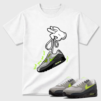 Sneaker match tees – Sneaker Tees To Match Air Max 90 Neon Yellow Shoes – Cartoon Hands Tee White 1