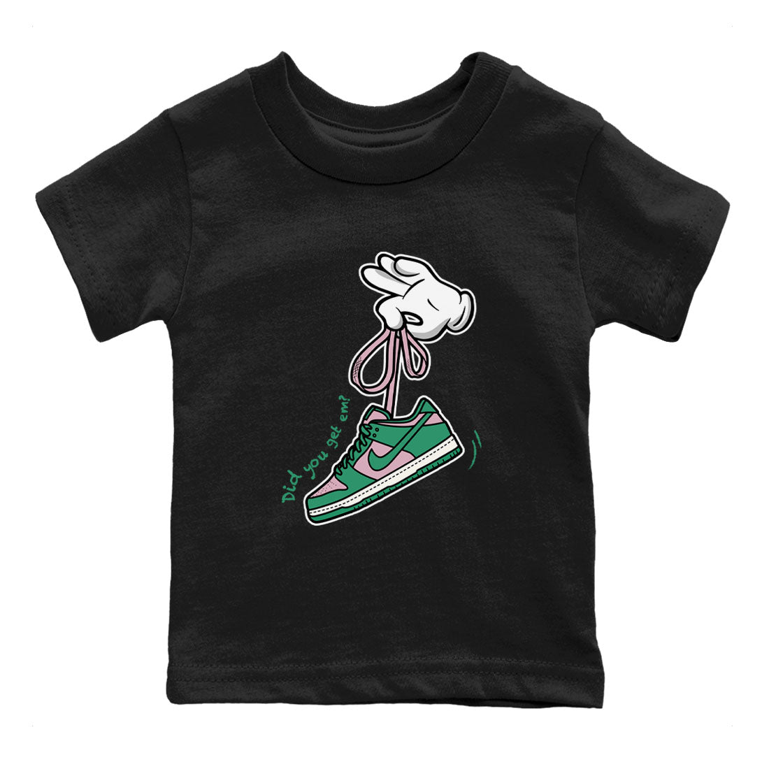 Dunk Low Medium Soft Pink Malachite shirt to match jordans Cartoon Hands sneaker tees Dunks Medium Soft Pink Malachite Streetwear Brand SNRT Sneaker Release Tees baby toddler Black 2 cotton Shirt