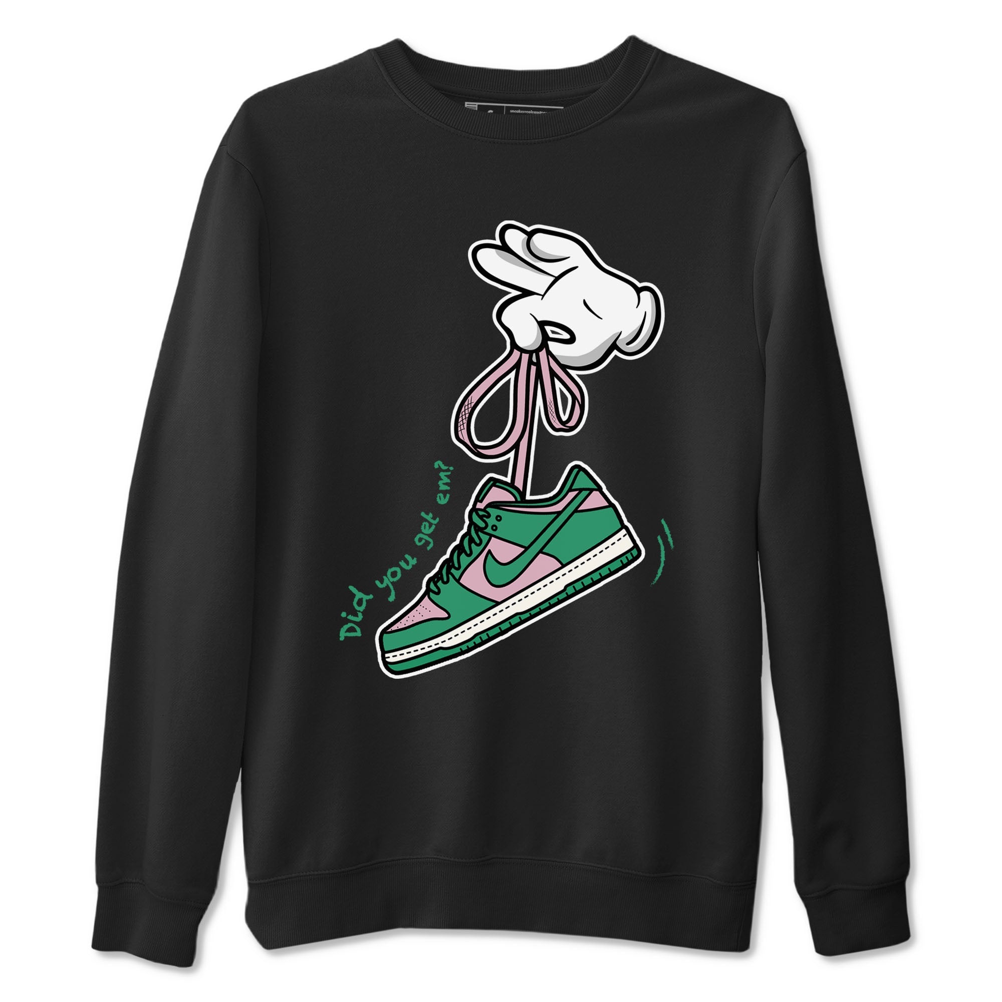 Dunk Low Medium Soft Pink Malachite shirt to match jordans Cartoon Hands sneaker tees Dunks Medium Soft Pink Malachite Streetwear Brand SNRT Sneaker Release Tees unisex cotton Black 2 crew neck shirt