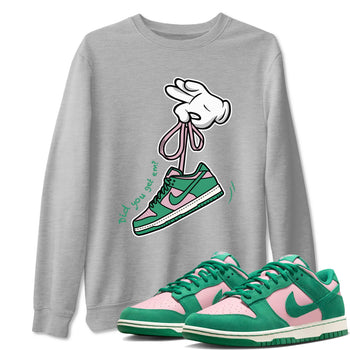 Dunk Low Medium Soft Pink Malachite shirt to match jordans Cartoon Hands sneaker tees Dunks Medium Soft Pink Malachite Streetwear Brand SNRT Sneaker Release Tees unisex cotton Heather Grey 1 crew neck shirt