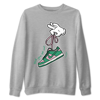 Dunk Low Medium Soft Pink Malachite shirt to match jordans Cartoon Hands sneaker tees Dunks Medium Soft Pink Malachite Streetwear Brand SNRT Sneaker Release Tees unisex cotton Heather Grey 2 crew neck shirt