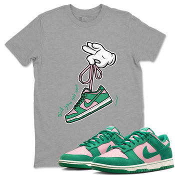 Dunk Low Medium Soft Pink Malachite shirt to match jordans Cartoon Hands sneaker tees Dunks Medium Soft Pink Malachite Streetwear Brand SNRT Sneaker Release Tees unisex cotton Heather Grey 1 crew neck shirt