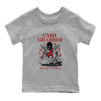 Sneaker match tees – Sneaker Tees To Match Air Foamposite Cough Drop Shoes – Cash Grabber Kids T-Shirt Heather Grey 2