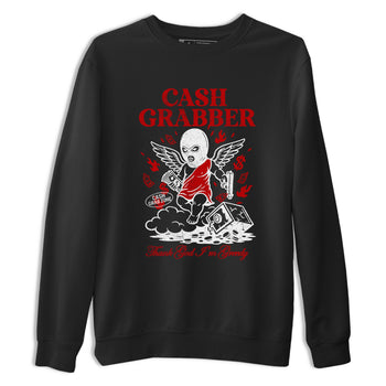 Cash Grabber sneaker match t-shirt styled to complete your fit with the Air Force 1 University Red sneakers, shown in Black 2.