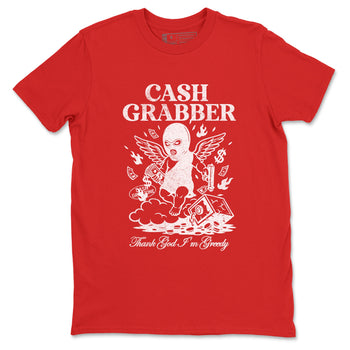 Cash Grabber sneaker match t-shirt styled to complete your fit with the Air Force 1 University Red sneakers, shown in Red 2.