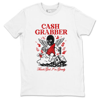 Cash Grabber sneaker match t-shirt styled to complete your fit with the Air Force 1 University Red sneakers, shown in White 2.