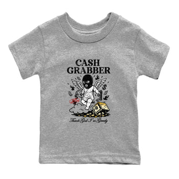 Sneaker match tees – Sneaker Tees To Match Air Jordan 12 Taxi Shoes – Cash Grabber Kids T-Shirt Heather Grey 2