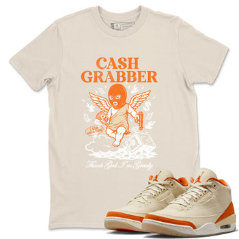 Cash Grabber sneaker match t-shirt styled to complete your fit with the Air Jordan 3 Starfish sneakers, shown in Natural 1.