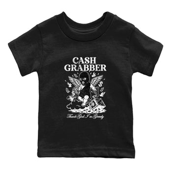 Best Sneakerfit graphic tee – Sneaker Tees To Match Air Jordan 4 Retro Black Cat Sneakers – Cash Grabber Kids T-Shirt Black 2