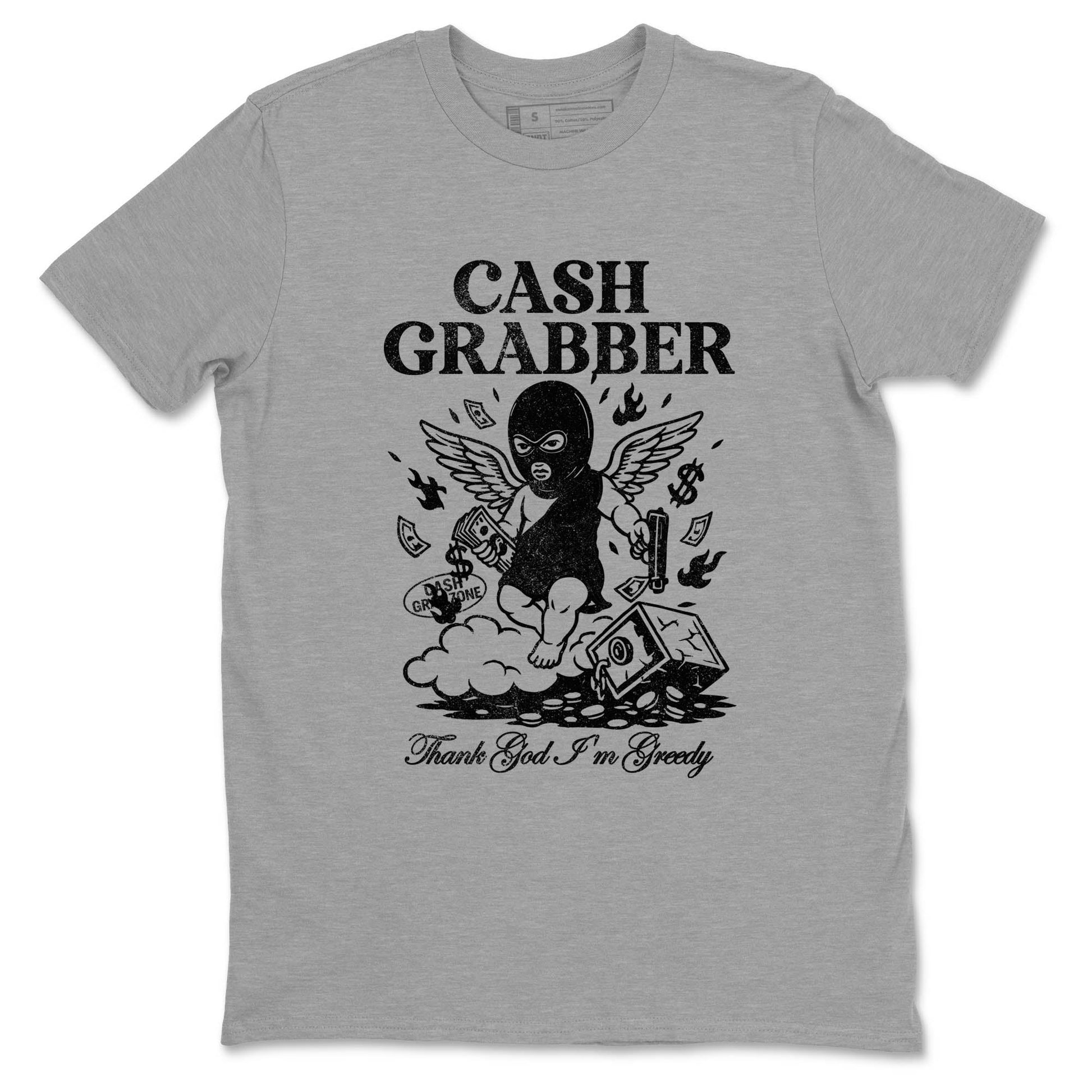 Best Sneakerfit graphic tee – Sneaker Tees To Match Air Jordan 4 Retro Black Cat Sneakers – Cash Grabber Tee Heather Grey 2