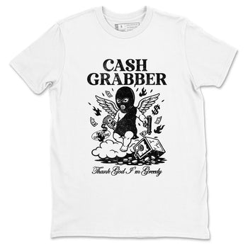 Best Sneakerfit graphic tee – Sneaker Tees To Match Air Jordan 4 Retro Black Cat Sneakers – Cash Grabber Tee White 2