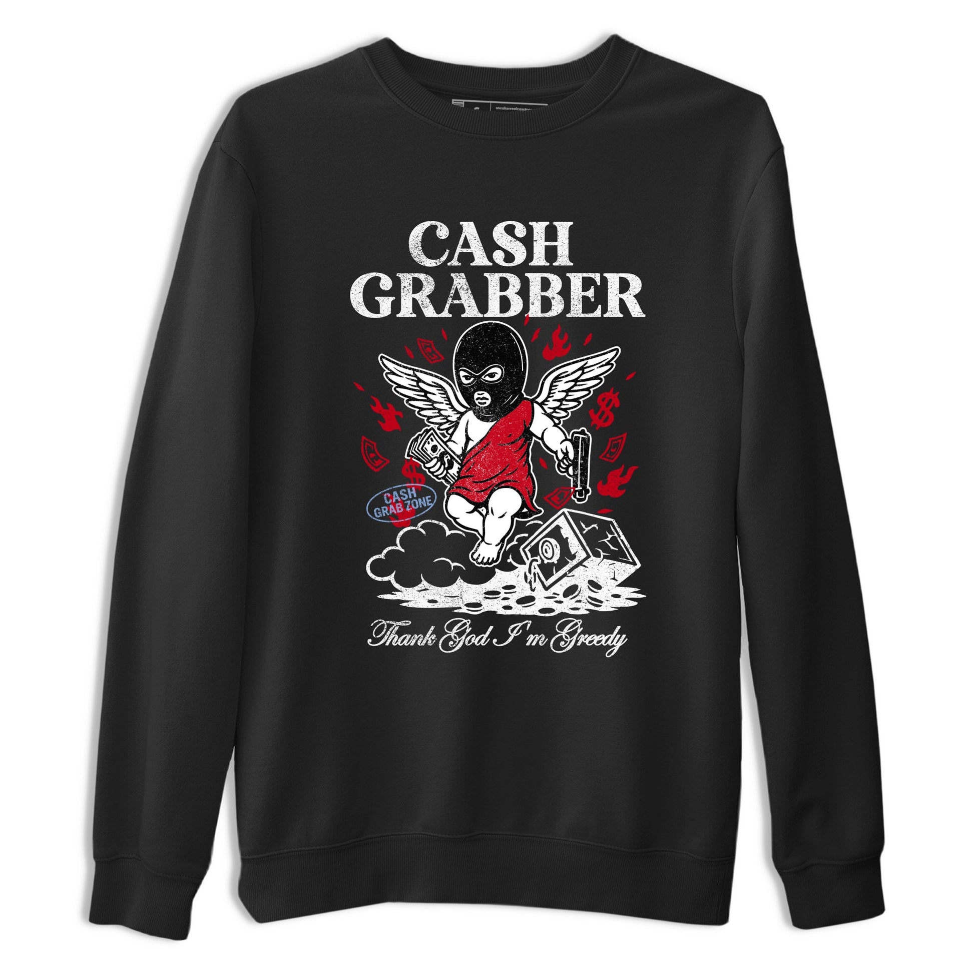 Sneaker match tees – Sneaker Tees To Match Air Jordan 5 Fire Red Shoes – Cash Grabber Tee Black 2