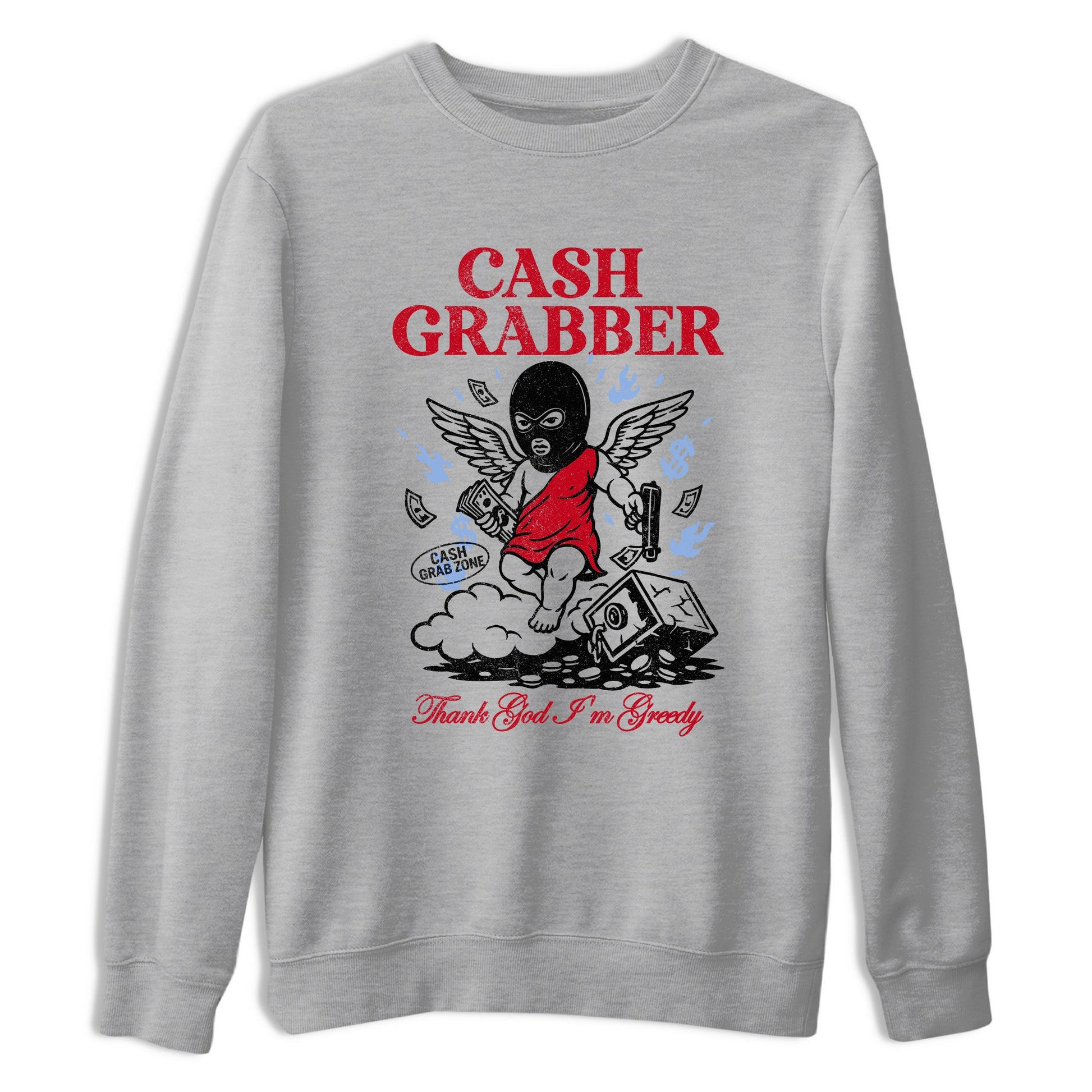 Sneaker match tees – Sneaker Tees To Match Air Jordan 5 Fire Red Shoes – Cash Grabber Tee Heather Grey 2