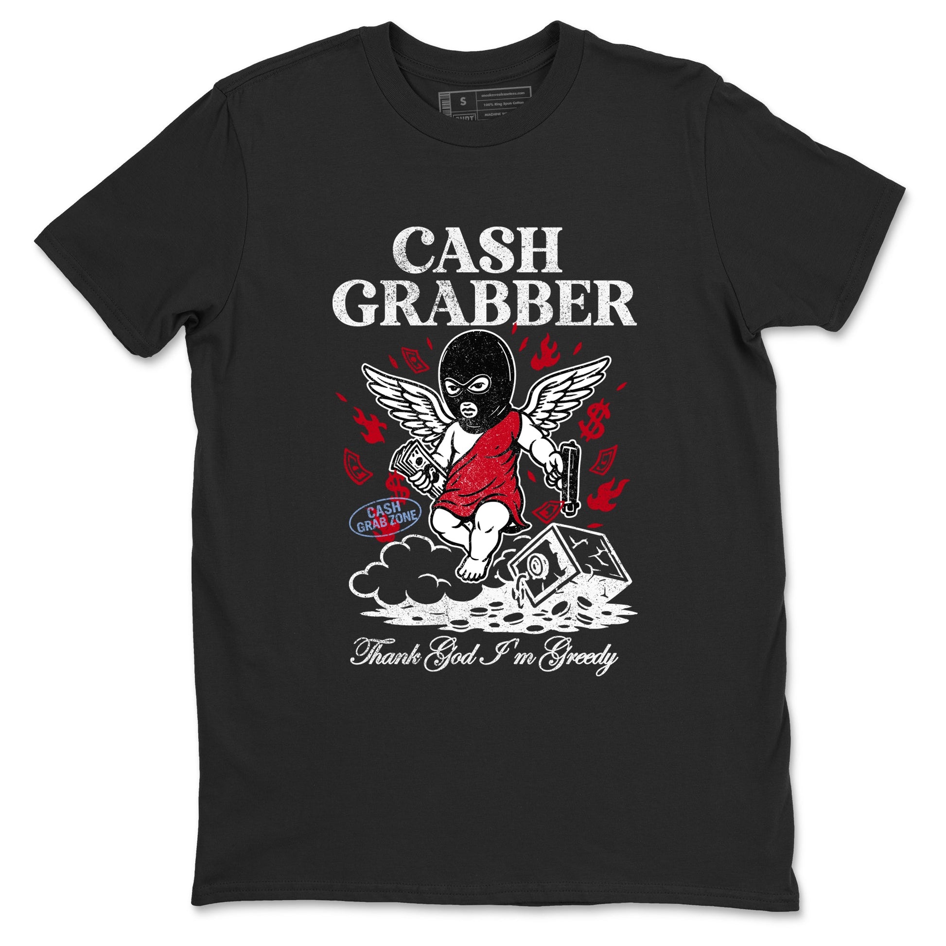 Sneaker match tees – Sneaker Tees To Match Air Jordan 5 Fire Red Shoes – Cash Grabber Tee Black 2