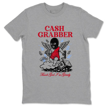 Sneaker match tees – Sneaker Tees To Match Air Jordan 5 Fire Red Shoes – Cash Grabber Tee Heather Grey 2