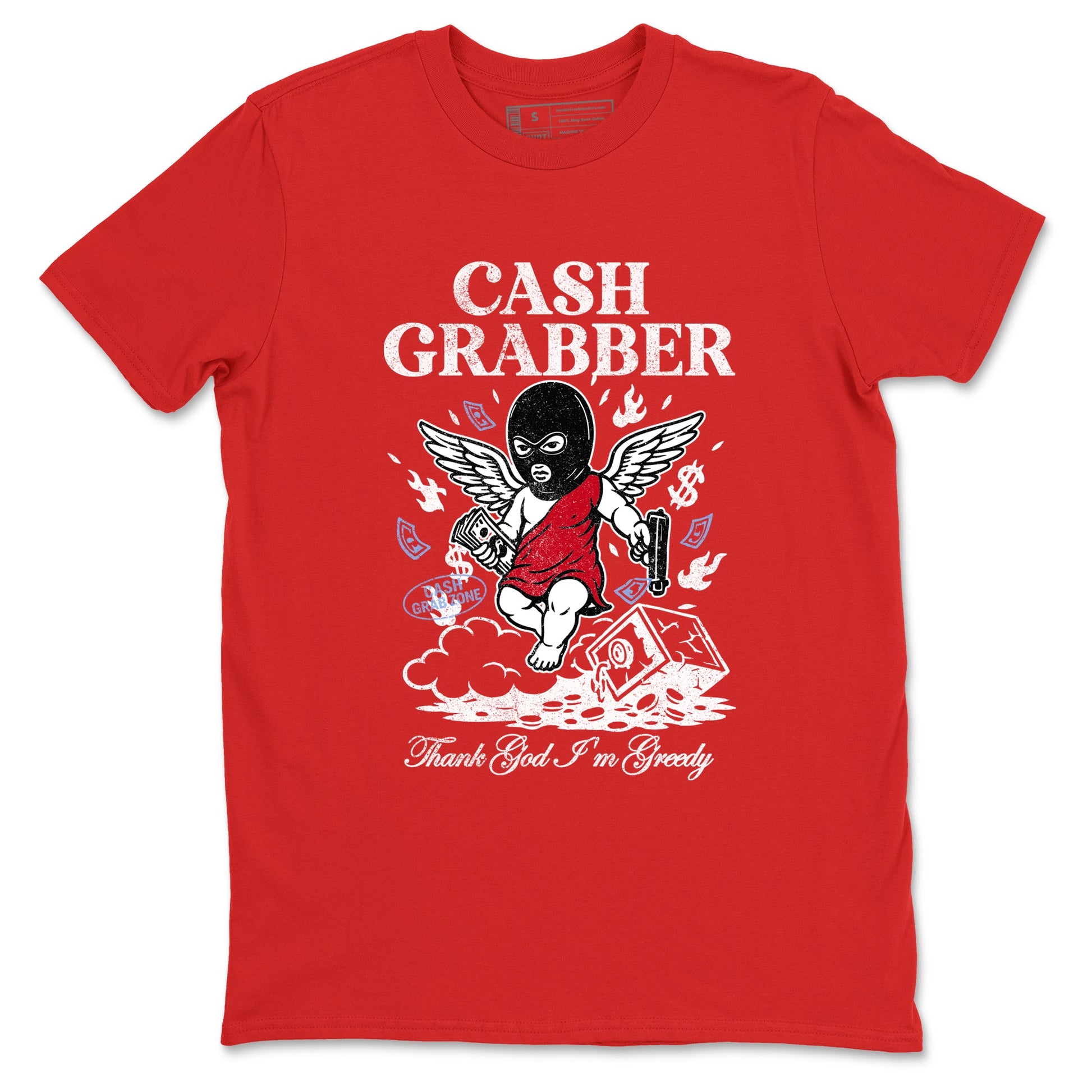 Sneaker match tees – Sneaker Tees To Match Air Jordan 5 Fire Red Shoes – Cash Grabber Tee Red 2
