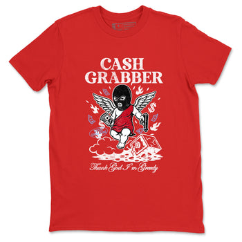 Sneaker match tees – Sneaker Tees To Match Air Jordan 5 Fire Red Shoes – Cash Grabber Tee Red 2
