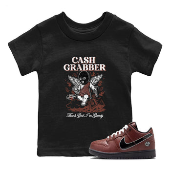 Sneaker match tees – Sneaker Tees To Match Dunk Low Football Shoes – Cash Grabber Kids T-Shirt Black 1