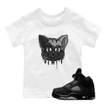 5s Black Cat shirts to match jordans Cat Face sneaker match tees Air Jordan 5 Black Cat SNRT Sneaker Release Tees Youth Baby White 1 crew neck shirts