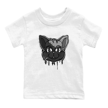 5s Black Cat shirts to match jordans Cat Face sneaker match tees Air Jordan 5 Black Cat SNRT Sneaker Release Tees Youth Baby White 2 crew neck shirts