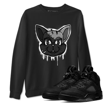 5s Black Cat shirts to match jordans Cat Face sneaker match tees Air Jordan 5 Black Cat SNRT Sneaker Release Tees unisex cotton Black 1 crew neck shirts