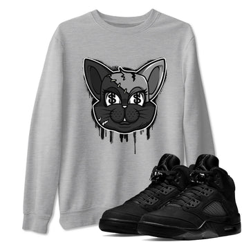 5s Black Cat shirts to match jordans Cat Face sneaker match tees Air Jordan 5 Black Cat SNRT Sneaker Release Tees unisex cotton Heather Grey 1 crew neck shirts
