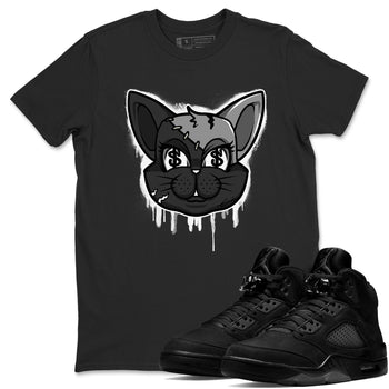 5s Black Cat shirts to match jordans Cat Face sneaker match tees Air Jordan 5 Black Cat SNRT Sneaker Release Tees unisex cotton Black 1 crew neck shirts