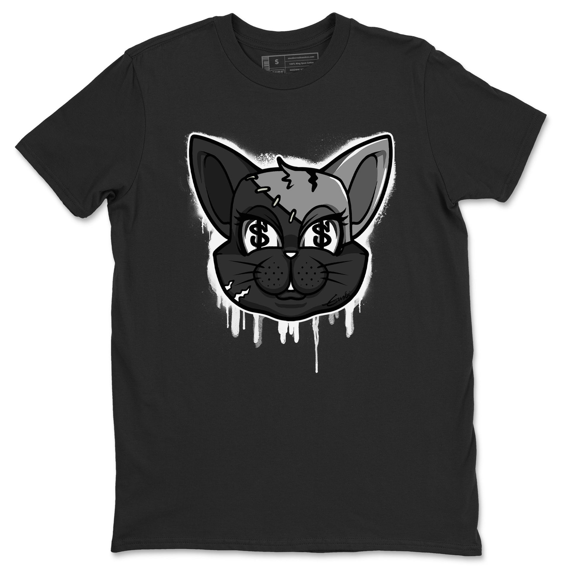 5s Black Cat shirts to match jordans Cat Face sneaker match tees Air Jordan 5 Black Cat SNRT Sneaker Release Tees unisex cotton Black 2 crew neck shirts