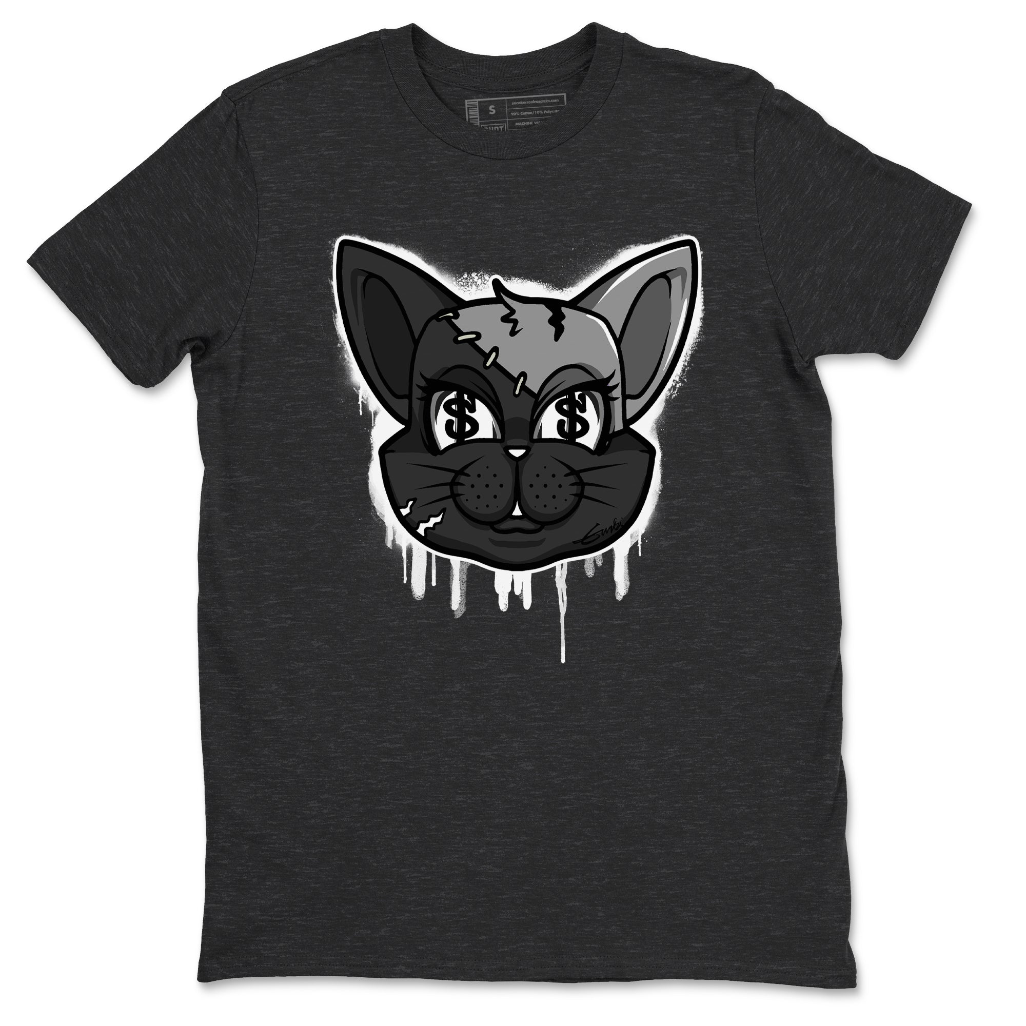 5s Black Cat shirts to match jordans Cat Face sneaker match tees Air Jordan 5 Black Cat SNRT Sneaker Release Tees unisex cotton Charcoal Heather 2 crew neck shirts