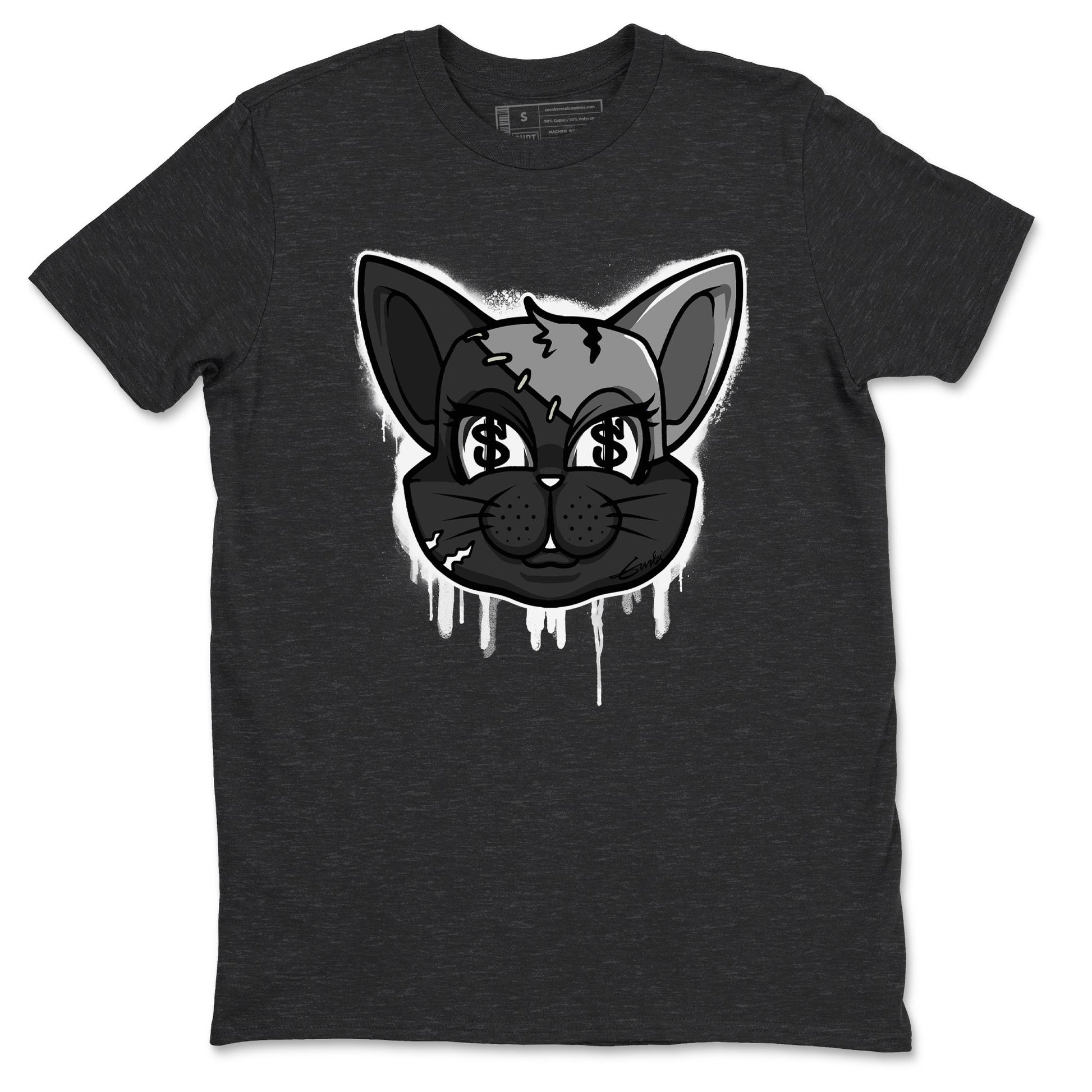 5s Black Cat shirts to match jordans Cat Face sneaker match tees Air Jordan 5 Black Cat SNRT Sneaker Release Tees unisex cotton Charcoal Heather 2 crew neck shirts