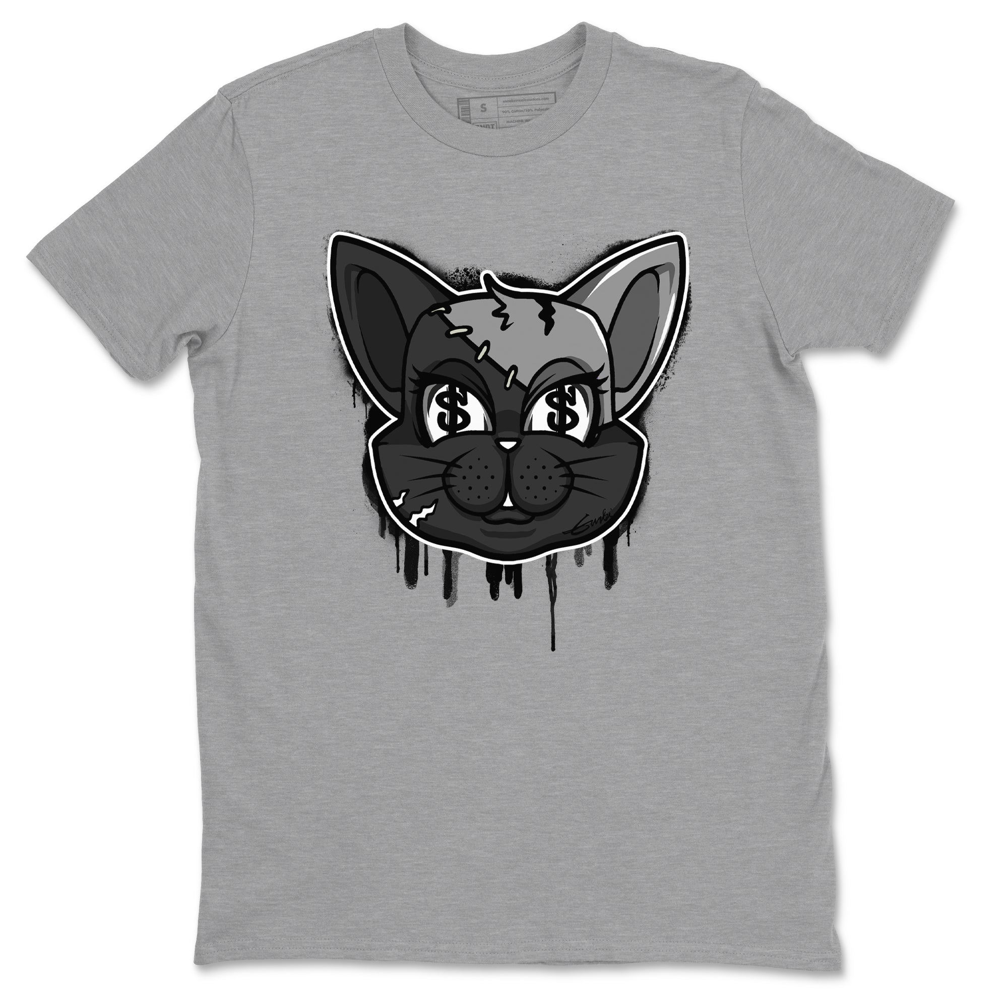 5s Black Cat shirts to match jordans Cat Face sneaker match tees Air Jordan 5 Black Cat SNRT Sneaker Release Tees unisex cotton Heather Grey 2 crew neck shirts