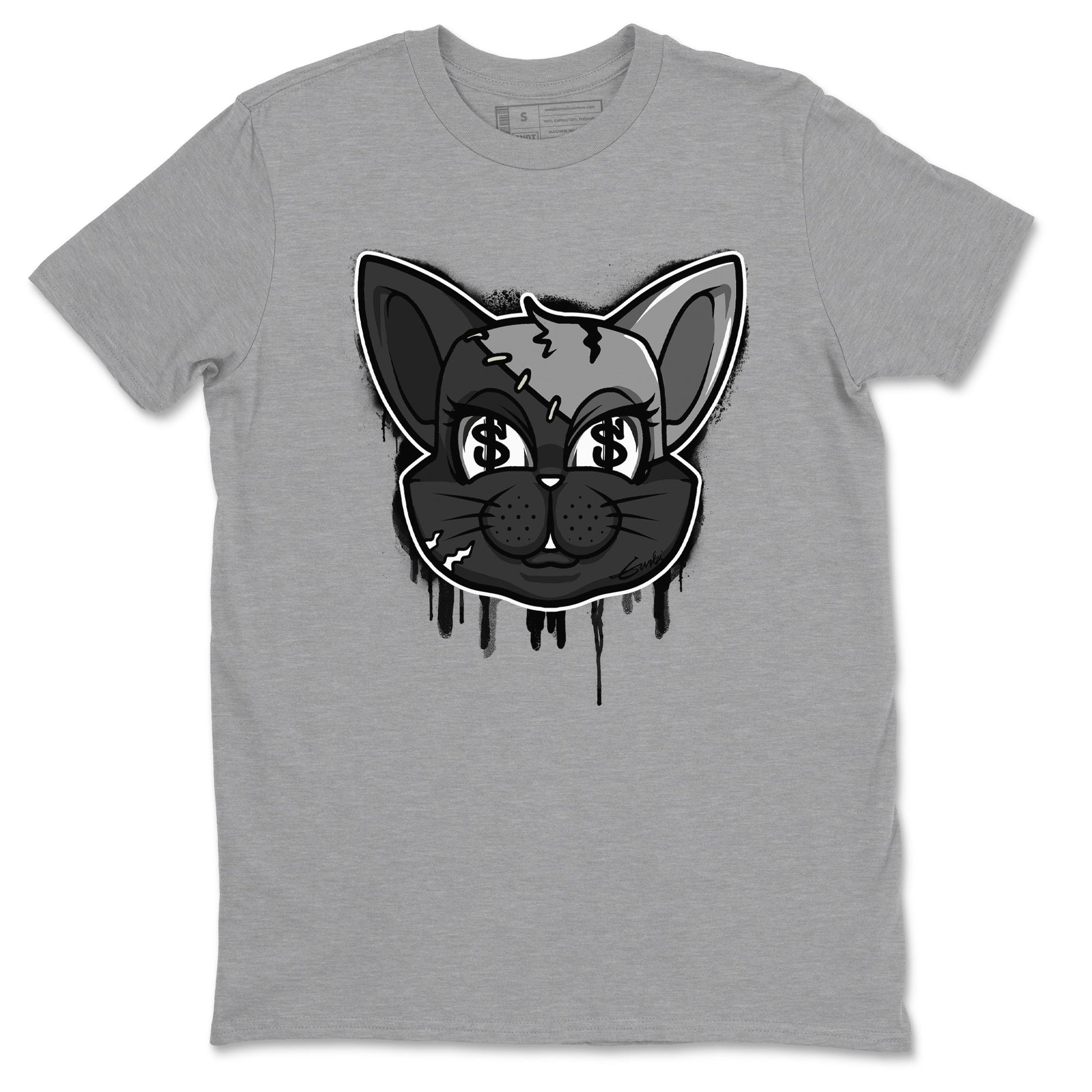 5s Black Cat shirts to match jordans Cat Face sneaker match tees Air Jordan 5 Black Cat SNRT Sneaker Release Tees unisex cotton Heather Grey 2 crew neck shirts