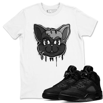 5s Black Cat shirts to match jordans Cat Face sneaker match tees Air Jordan 5 Black Cat SNRT Sneaker Release Tees unisex cotton White 1 crew neck shirts