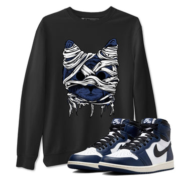 1s Midnight Navy shirts to match jordans Cat Mummy unique Halloween sneaker tee Air Jordan 1 Midnight Navy match shoes to clothes SNRT Sneaker Tees unisex cotton Black 1 shirts