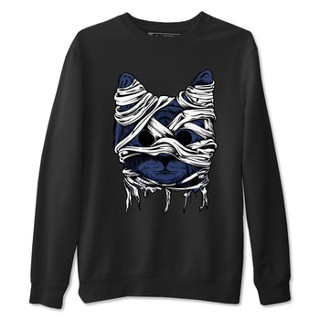 1s Midnight Navy shirts to match jordans Cat Mummy unique Halloween sneaker tee Air Jordan 1 Midnight Navy match shoes to clothes SNRT Sneaker Tees unisex cotton Black 2 shirts
