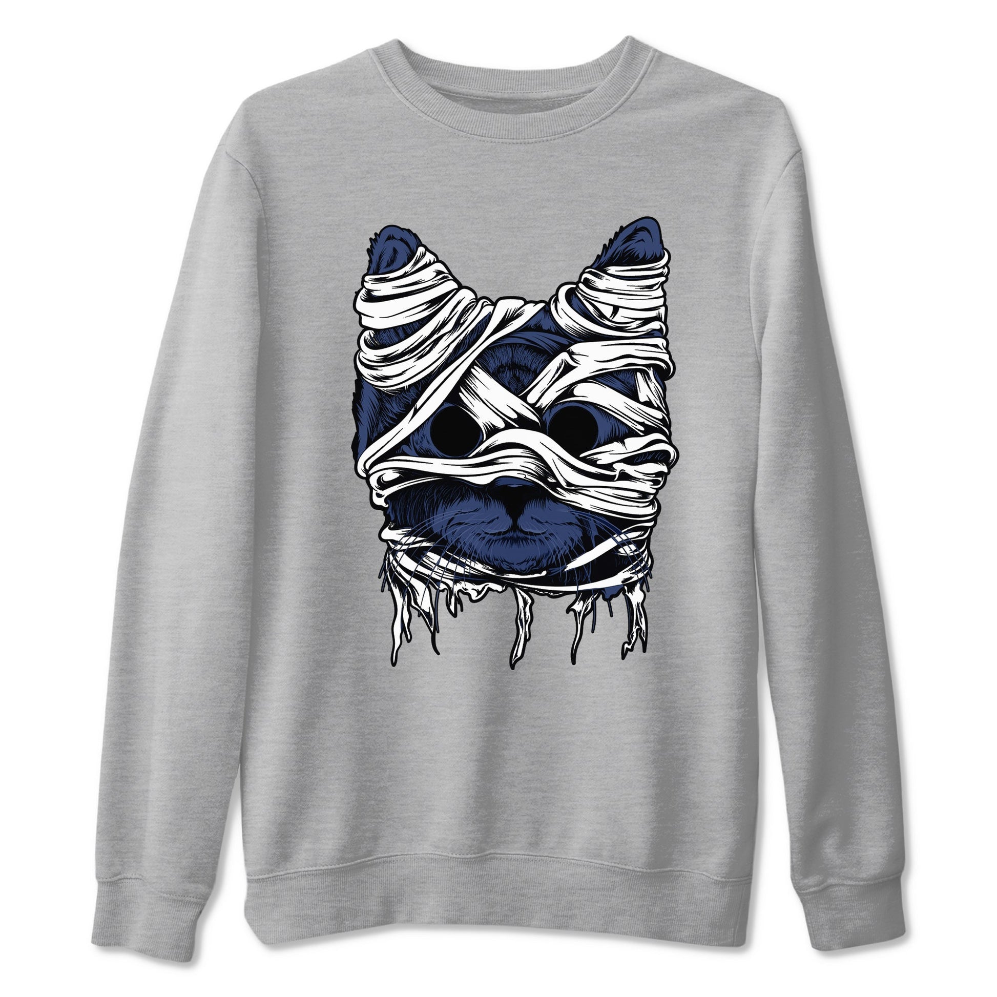 1s Midnight Navy shirts to match jordans Cat Mummy unique Halloween sneaker tee Air Jordan 1 Midnight Navy match shoes to clothes SNRT Sneaker Tees unisex cotton Heather Grey 2 shirts