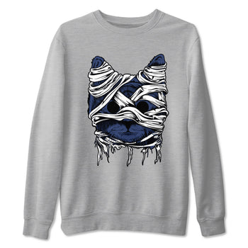 1s Midnight Navy shirts to match jordans Cat Mummy unique Halloween sneaker tee Air Jordan 1 Midnight Navy match shoes to clothes SNRT Sneaker Tees unisex cotton Heather Grey 2 shirts