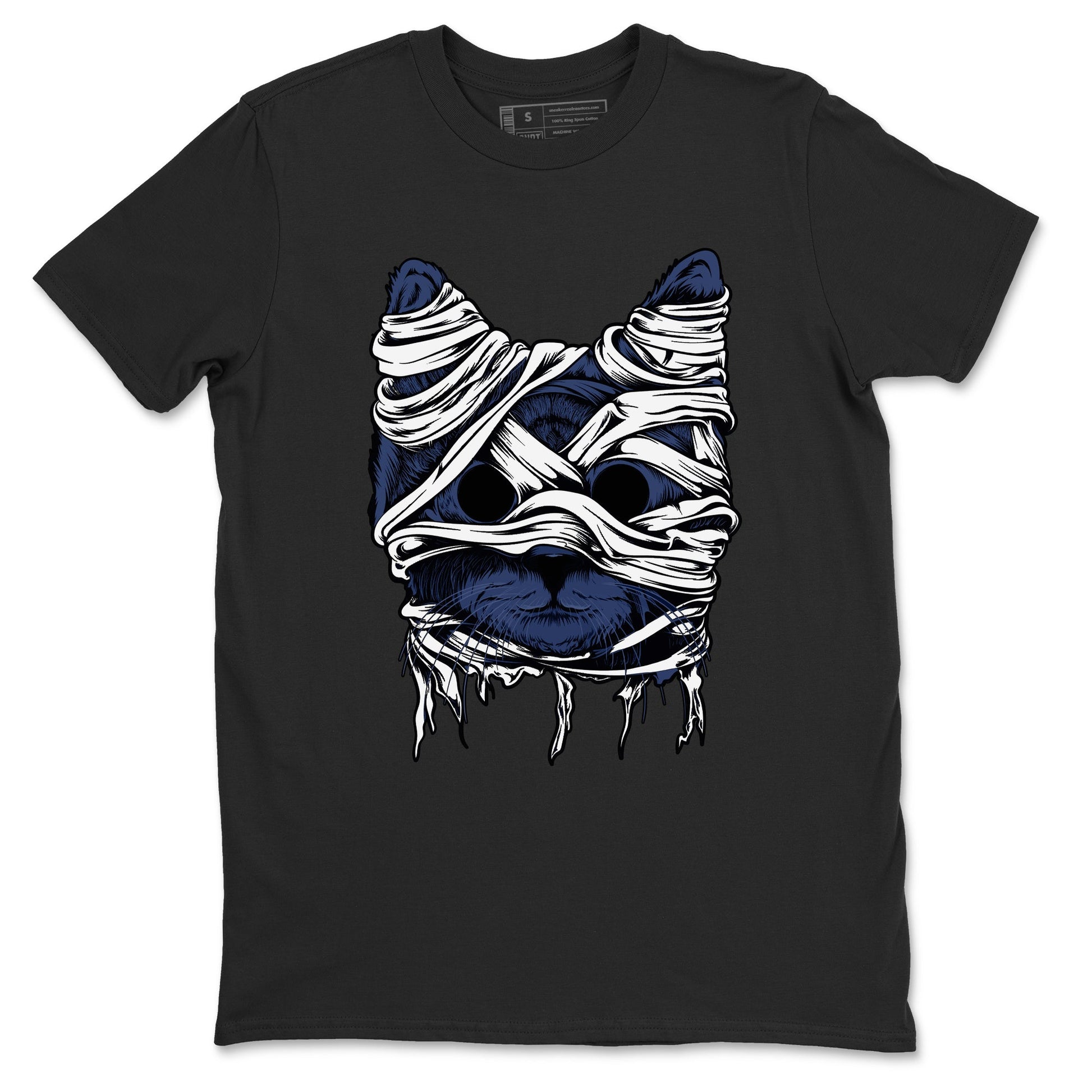 1s Midnight Navy shirts to match jordans Cat Mummy unique Halloween sneaker tee Air Jordan 1 Midnight Navy match shoes to clothes SNRT Sneaker Tees unisex cotton Black 2 shirts